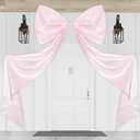 79 x 47 Inches Giant Bow Decoration Extra Large Satin Bow with Long Streamers Coquette Birthday Party Decoration for Fireplace Mirror Wall Tree Arch Wedding Decorations(Pink)