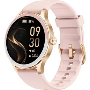 TOOBUR Smart Watch for Women, 40mm HD Smartwatch, Compatible with Android & iOS, Answer/Make Calls, Fitness Watch with Step/Calorie/HR Tracker, IP68, Gorgeous & Comfy, Gift for Women, Pink