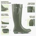 Women's Tall Knee High Rain Boots - Waterproof Natural Rubber Wellies, Adjustable 17" Wide Calf, Anti-Slip Sole & Arch Support for Rain, Mud & Garden (6, Olive Green)