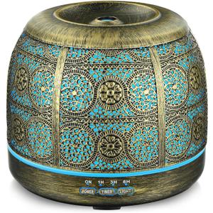 ARVIDSSON Essential Oil Diffuser, 500ml Aromatherapy Diffuser for Home, Ultrasonic Diffusers for Essential Oils, Metal Oil Diffuser with Mist Timer and Color Mood Light, Gift for Women and Men (Gold)