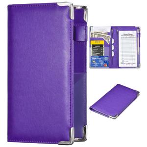 Server Books for Waitress - 5x9 Waiter Book Server Wallet with Zipper Pocket, Cute Waitress Book&Waitstaff Organizer with Money Pocket Fit Server Apron (Purple)
