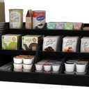 Suli Exact Large Coffee Station Organizer,Wooden Countertop Pods Holder with Drawer,Storage for Condiment Syrup Tea Cups,Rustic Bar Decor for Accessories Organizer (3 Tiers 18 Compartments)Black