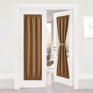 NICETOWN Blackout Curtain Solid French Door Cover, Farmhouse Room Darkening Thermal Insulated Window Curtain Drape for Halloween Doors Windows, 1 Panel, W25 x L72 inch, Gold Brown