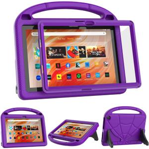 EVA 10.1in Tablet Case for Kids, Not Fit for iPad Onn 10.1inch Tablets -Patamiyar Lightweight Shockproof Screen Protector Case with Handle Stand -Tulip Purple