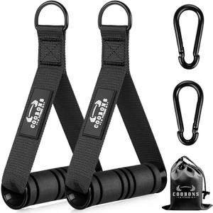 Heavy Duty Exercise Handles, Gym Cable Handles for Cable Machine Attachments, D Handle Cable Attachments, Handles for Resistance Bands, Workout Accessories, Fitness Equipment for Home Gym (Black)