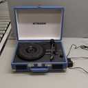 Vinyl Record Player Bluetooth Vintage Portable Suitcase Turntable with Built-in Speakers 3-Speed Belt-Driven Record Player Support RCA Output and Headphone Output