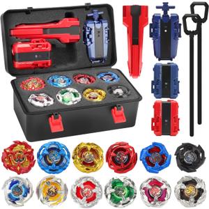 X Battling Top Gyro Toy Set, 12 Spinning Tops, 3 Launchers with Storage Box, Turbo Set Metal Fusion Game,Birthday Gift for Kids Children Boys Ages 6+