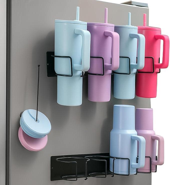 Vane Oak Stanley Cup Holder Magnetic - Tumblers Organizer Stanley Cup Accessories for Refrigerator, Water Bottle Organizer for Stanley 40 30 oz with Handle