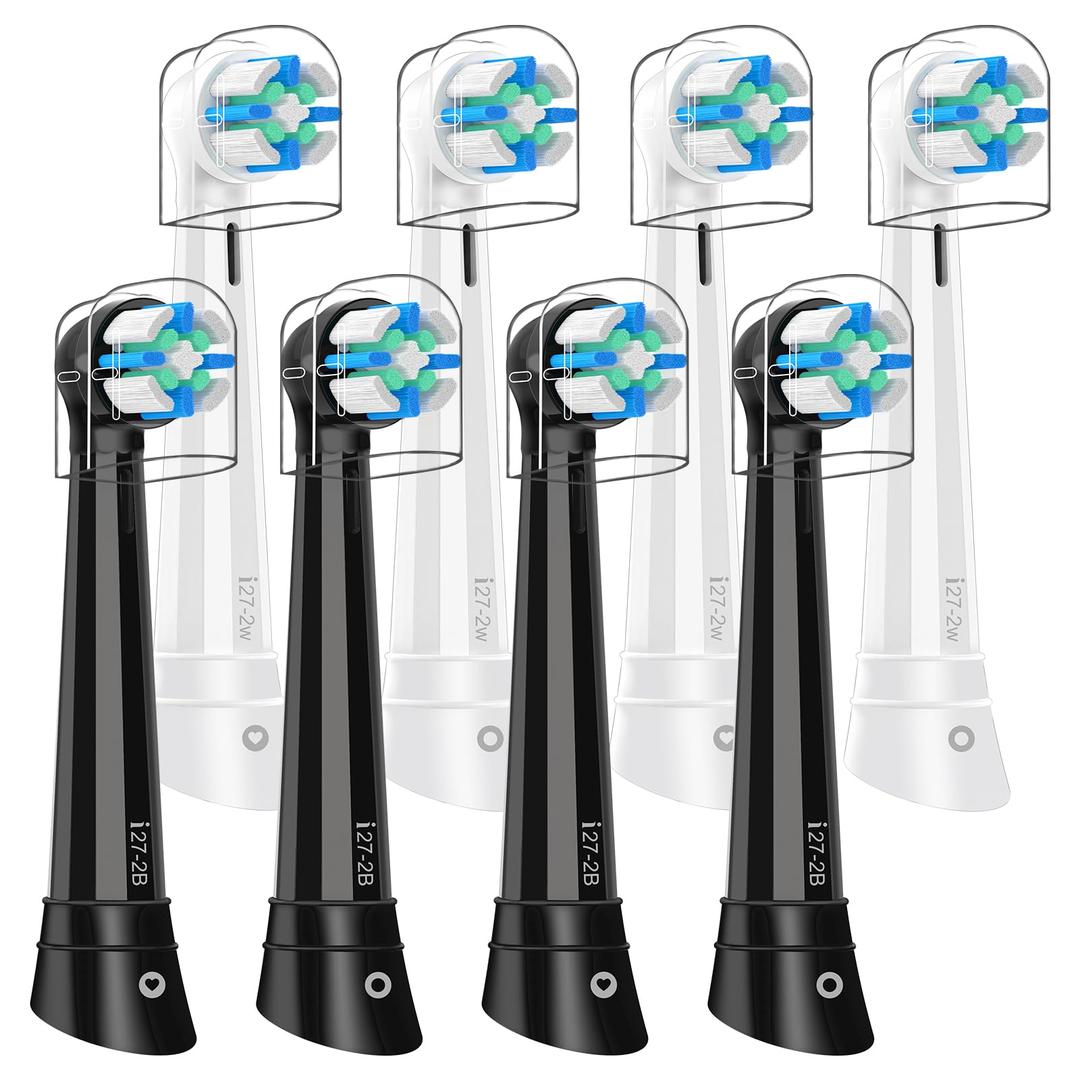 iO 8 PCS Replacement Heads Compatible with Oral B iO 2 3 4 5 6 7 8 9 10 Deep Clean Series Electric Toothbrush, Brush Heads with Medium-Hard Bristles Compatible with Oral B IO (Black/White)