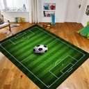 Osimiccp Soccer Rug for Bedroom,3'x5' Non Slip Sports Carpet,Soccer Field Rugs for Living Room and Game Room Decor