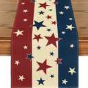Artoid Mode Stars Stripes 4th of July Patriotic Memorial Day Table Runner, Independence Day Kitchen Dining Table Decoration for Home Party Decor 13x90 Inch
