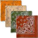 The Peacock Crew Premium Soft Cotton Bandanas Pack for Men and Women Paisley 22 x 22 inches