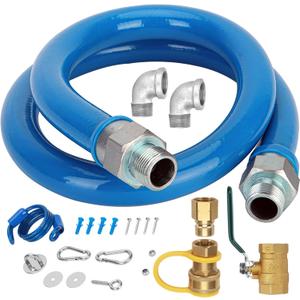 1675kit48 Safety System Kit, Commercial 48" Gas Hose Connector Kit with 3/4" Quick Disconnect, Gas Hose for Kitchen Equipment Commercial Standard Gas Connector, Full Port Valve, Restraining Devices
