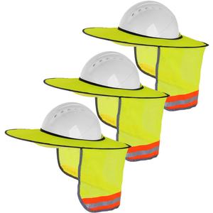 Hard Hat Sunshield - Upgrade Full Brim Neck Sunshade Cover with Reflective Strip for Hardhats (3Packs Yellow)