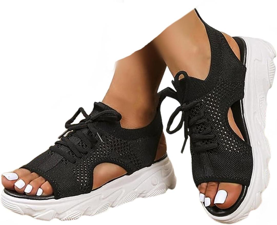 Orthopedic Sandals for Women 2026 Summer Dressy Arch Support Walking Comfortable Breathable Open Toe Sport Sandals, Size 8