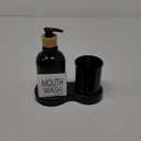 Mouthwash Dispenser for Bathroom, 16oz Plastic Mouthwash Dispenser with Cup Holder and Tray Mouth Wash Bottle Container - Black