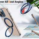 for iPhone 16 Pro Clear MagSafe Case with 360 Rotatable Magnetic Stand Ring [16ft Protection] Scratch Resist Anti Yellow Slim Transparent Case 1 Screen Protector for iPhone 16 Pro 6.3"(Blue)