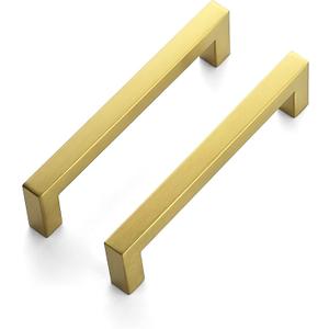 Ravinte 25 Pack 5 Inch Square Cabinet Handles Pulls - Brushed Brass Drawer Pulls Kitchen Hardware - Handles for Cabinets, Cupboards, Drawers