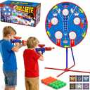 Spider Upgraded 2-in-1 Shooting Games Toys: Rotating Target, 2 Air Blasters & 24 Foam Balls, Bean Bag Toss Game for Kids, Indoor Outdoor Yard Party Games for Boys Girls 4 5 6 7 8 9 10+ Year Old Gift