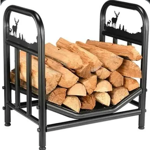 XDCFLA Small Firewood Rack Indoor and Outdoor Firewood Storage. 19 in curved Double Coated Fire Wood Rack. Waterproof Rustproof Stable Log Holder and Fireplace Organizer