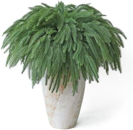 16 Pcs Christmas Norfolk Pine Branches, 19.7" Artificial Norfolk Pine Stems, Large Faux Norfolk Pine Branches for Xmas Greenery DIY Crafts Norfolk Pine Picks for Garlands Wreath Home Garden Decoration