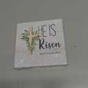 Religious Easter Decor Sign for Home Gifts Family Friend, Bible Verse He is Risen, Wooden Sign 5x5 Inches