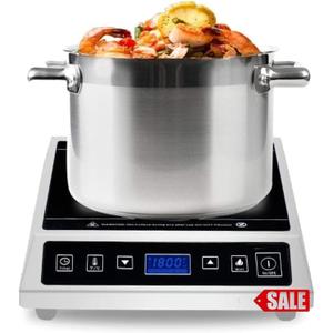 Commercial Induction Countertop Burner 3500W Professional Portable 240V Induction Cooktop 10 Power Levels with 12 Timer Settings 140-465F and LCD Screen Stainless Steel Electric Stove