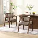 Christopher Knight Home Modern Wooden Dining Chairs Set of 2, Fabric Upholstered Kitchen Side Armchairs, Living Room Comfy Reading Chair with Curved Rattan Back, Light Ash+Beige, 22.25"W x 24.75"D x 33.50"H