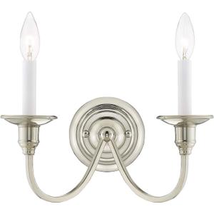 Livex Lighting 5142-35 Cranford 2-Light Wall Sconce, Polished Nickel, 13"W x 9"H