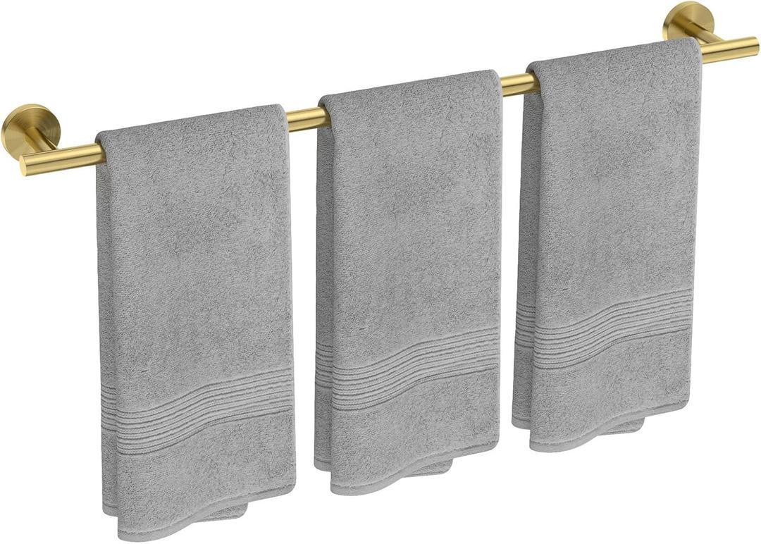 USHOWER Brushed Gold Bath Towel Bar, 30-Inch Towel Racks for Bathroom Wall-Mounted, SUS304 Stainless Steel Towel Rod (Total Length 32-Inch)