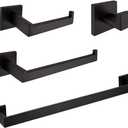 VELIMAX Premium Stainless Steel 4 Pieces Bathroom Hardware Accessories Set Wall Mounted Towel Bar Set, Matte Black, 23.6-Inch