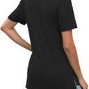 JomeDesign Summer Tops for Women Short Sleeve V Neck Shirts Side Split Loose Casual Tunic Tops (Black, XL)