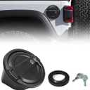 Gas Cap Cover with Locking Black Fuel Gas Tank Cap Cover Rplacement Compatible with Jeep 2018-2024 Wrangler JL
