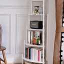 5-Tier Corner Shelf, Wooden Bookshelf, Vintage White, Space Savers, 59"