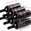 6 Pack Plastic Wine Bottle Holder for Refrigerator, Acrylic Wine Rack Refrigerator, Clear Wine Bottle Organizer Holder for Kitchen, Refrigerator, Countertop Organization