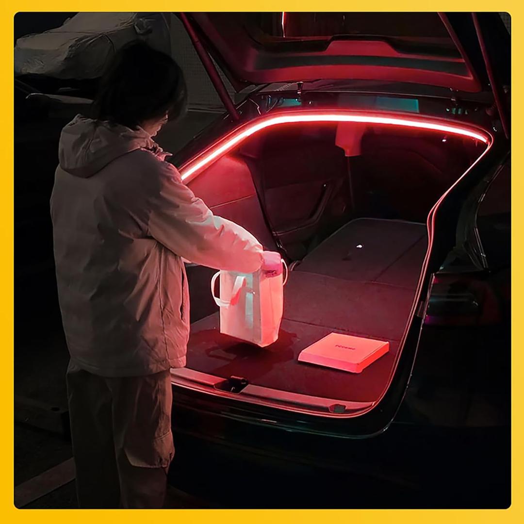 LED Rear Trunk Cargo Light for 2020-2025 Tesla Model Y Trunk LED Light Strip for Tesla Model Y 2024 2025 for Tesla Model Y Interior Lighting Accessories Sensor Auto ON/Off Silicone Waterproof (Red)