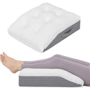 baibu Memory Foam Leg Elevation Pillow, Dual-Layer Patent Design Support Pillow to Raise Feet for Better Elevation, Circulation, Leg Swelling, or Sciatica - Wedge Design for Comfort and Recovery, 1PC
