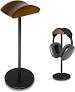 Headphone Stand for Desk - Headset Holder with Aluminum Alloy Support Rod, Gaming Headset Stand with Wooden Support Plate