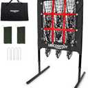 9 Hole Pitching Net with Strike Zone, Improve Baseball Softball Accuracy Training, Adjust Height to 45 Inches, Portable Set up, Indoor Outdoor Practice for Beginner and Professional