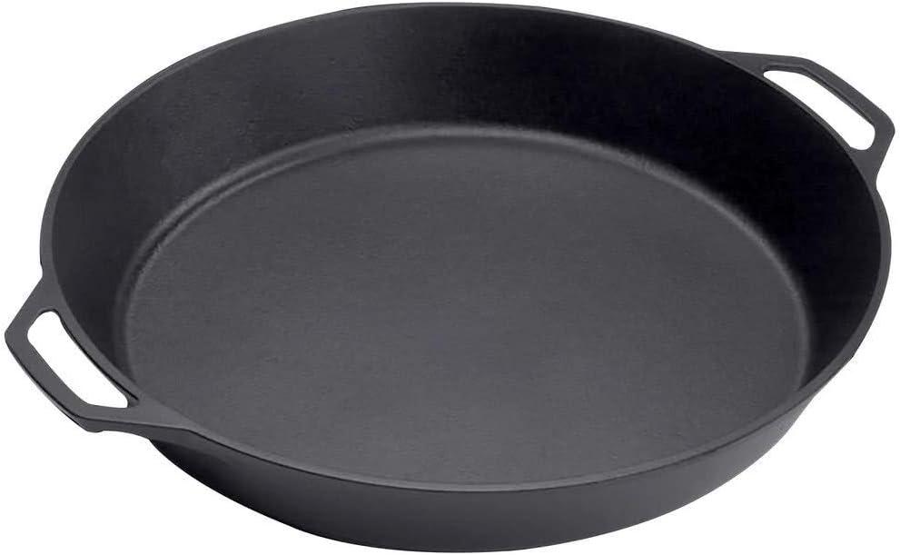 Lodge 17 Inch Pre-Seasoned Cast Iron Skillet - Dual Assist Handles - Use in the Oven, on the Stove, on the Grill, or Over a Campfire - Black