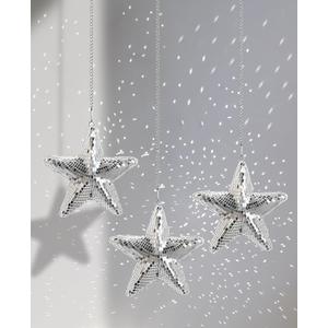 AceList Star Hanging Disco Ball Decor Set of 3 Mirror Star Sun Catchers, 5.9" Sparkle Ornaments for Window, Bedroom, Gift or Christmas Decorations, Unique Mirror Disco Ball Decorations for Home