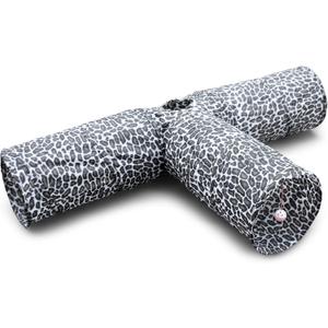 Feline Ruff 3 Way Cat Tunnel. Extra Large 12 Inch Diameter and Extra Long. A Big Collapsible Play Toy. Wide Pet Tunnel Tube for Rabbits, Kittens, Large Cats, and Dogs (Animal Print)