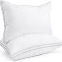 viewstar Pillows Queen Size Set of 2, Hotel Quality, Down Alternative Gusseted Bed Pillows for Side, Back, or Stomach Sleepers, White, 19" x 28"
