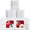 100pcs 5x5x2.5 Inch Cookie Boxes with window Bakery Boxes Dessert Treat Box Chocolate Covered Strawberries Box for Wedding Party Birthday