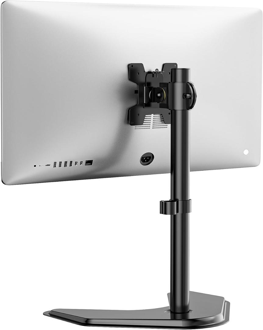 WALI Single Monitor Stand, Adjustable Monitor Stand for One Screen up to 32inch, Universal Freestanding Monitor Stand for hp acer lg Monitor with monting Holes 75 to 100mm (MF001),Black