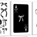 Kyiyhzp 3Pcs Fashion Black White Bow Canvas Wall Art Funky Aesthetic Cherry Poker Picture Painting Trendy Preppy Aesthetic Wall Decor Artwork for Girl Room Dorm Apartment Bedroom Decorations 16x24in
