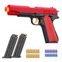 Look Real Toy Red Gun with Ejecting Soft Bullets,Pistol Toys Play EVA Foam Blaster Realistic Model Soft Bullet Gift Gun with Ejection Shell Bullets Fake Gun Model Blasting