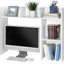 GlossyEnd Sturdy and Elegant Wood Dorm Desk Bookshelf Organizer, Office Desk Bookshelf Holder, Desktop Bookshelf Storage, Desk Book Organizer, Collage Dorm Desk Bookshelf, White