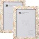 Handicrafts Home 5x7 Picture Frame Set of 2 Mother of Pearl Collection, Handcrafted Photo Frame, Small Picture Frame for Office Desk Decor, Vintage Picture Frames, Gift for Her, Thanksgiving Gift (White)