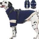 XL Winter Coat for Medium Dogs,Reflective Harness Built in | Turtleneck Dog Snowsuit with Sleeves for Snow Day Keep Warm,Outdoor Activities Water-Repellent & Windproof Jacket (Navy-Blue) (X-LargeChest 29.5")